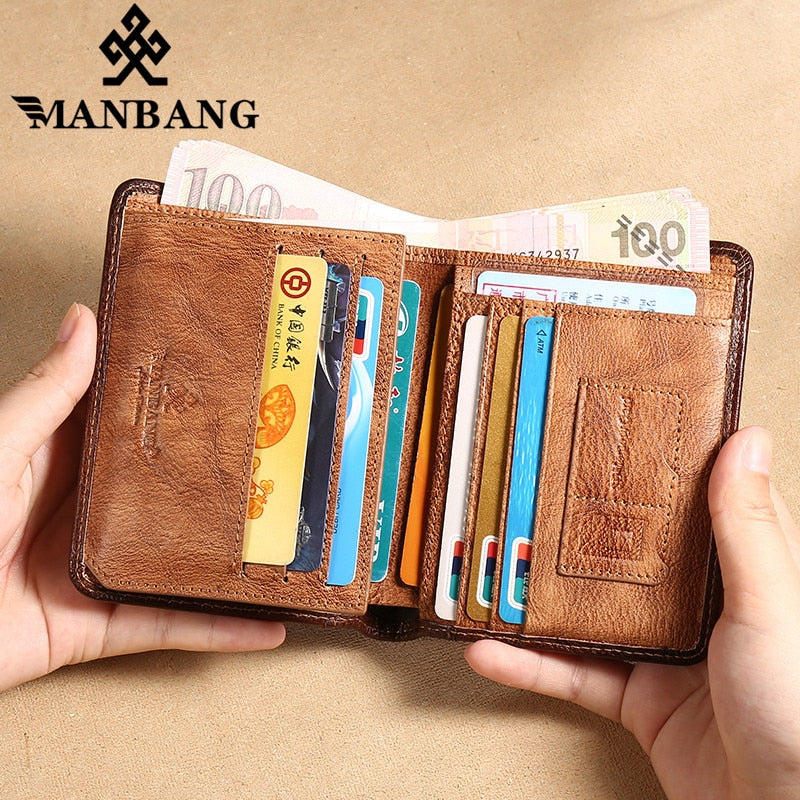 MANGANG Genuine Leather Men Wallet