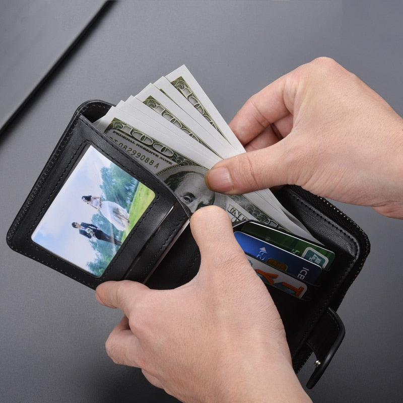 Mens Zipper Style Leather Wallet