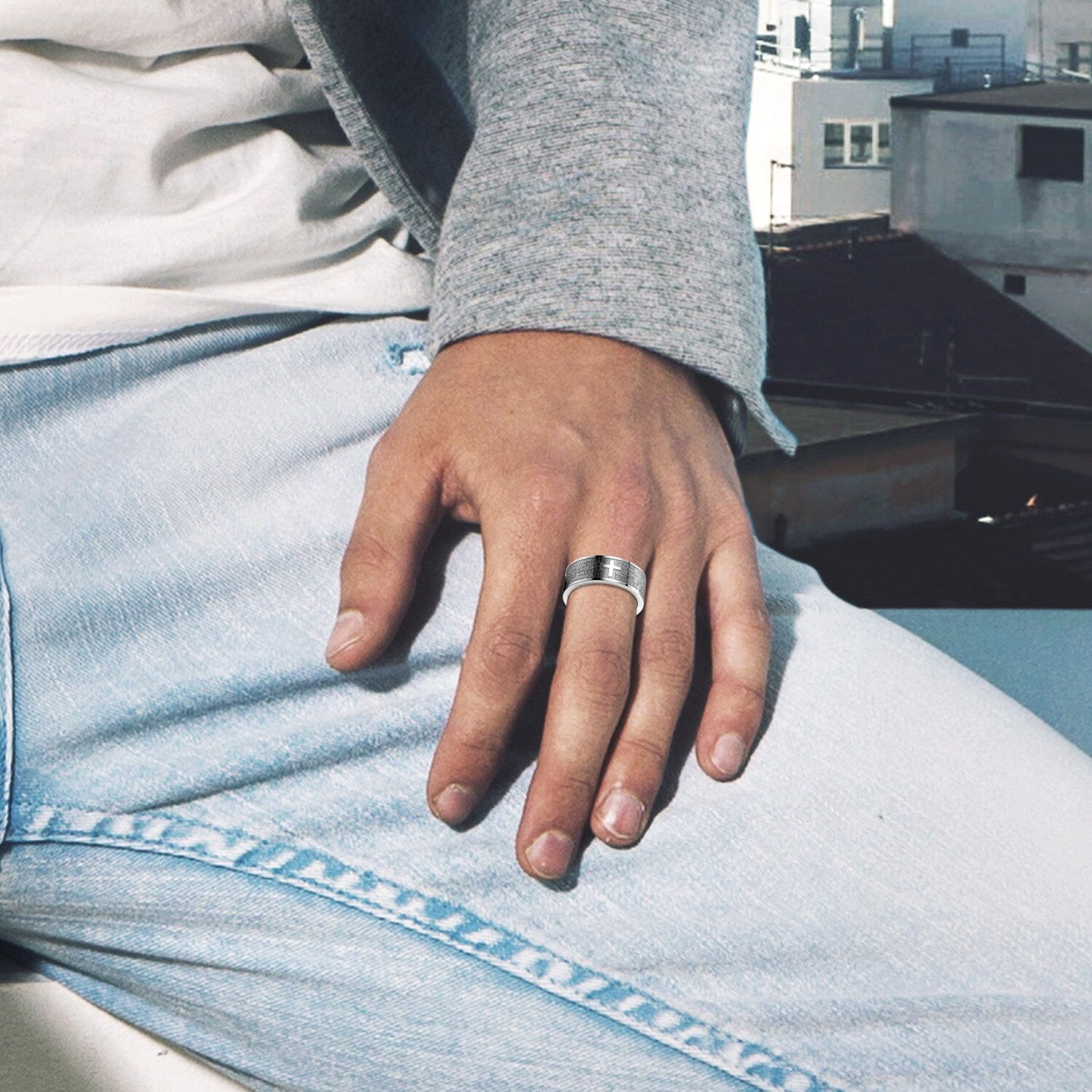 Stainless Steel Ring Spanish Prayer Ring