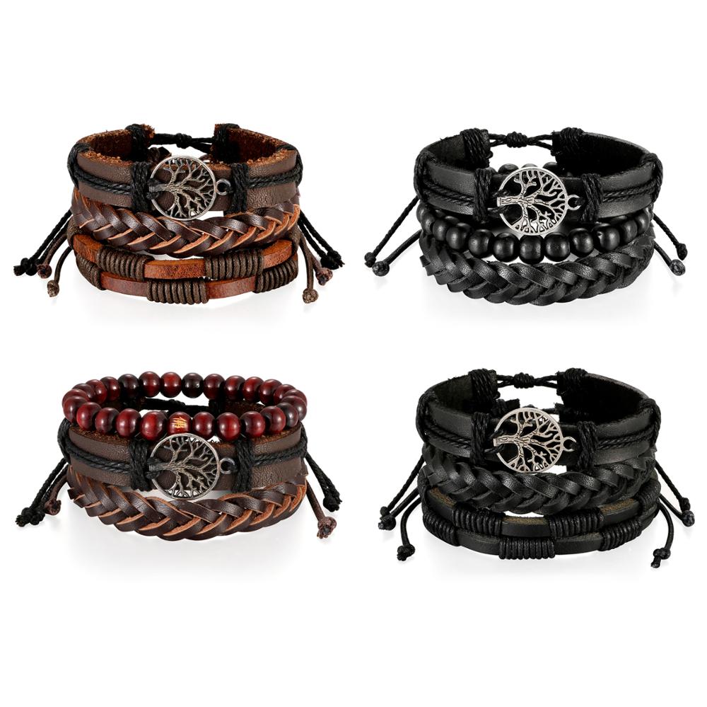 Vintage Braided Wrap Leather Bracelets for Men