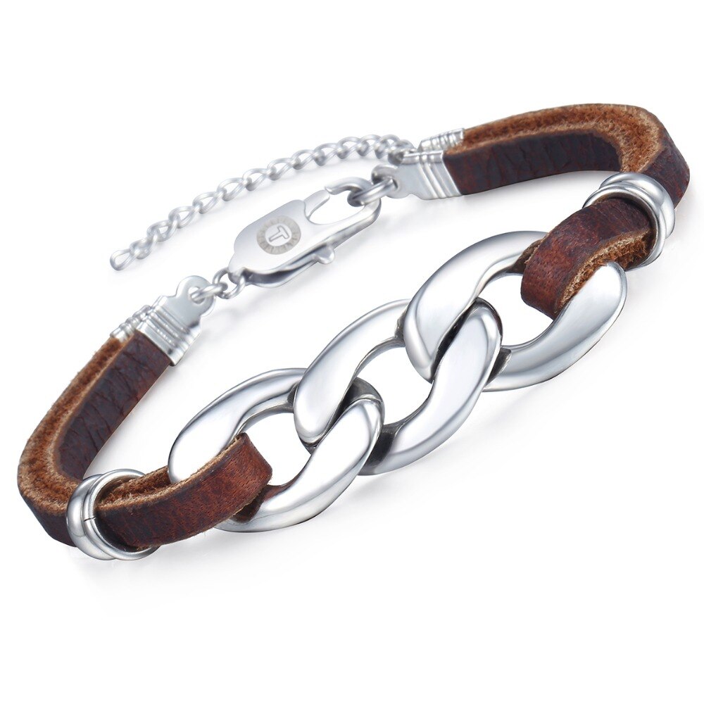 Genuine Leather Chain Bracelet For Men