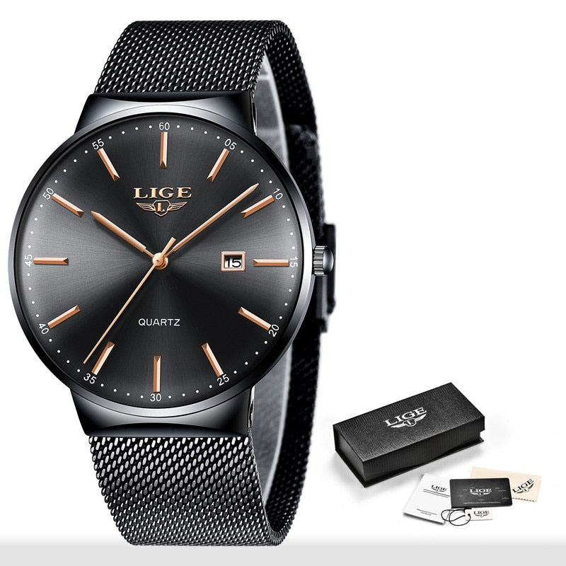 LIGE Mens Ultra Thin Watch
