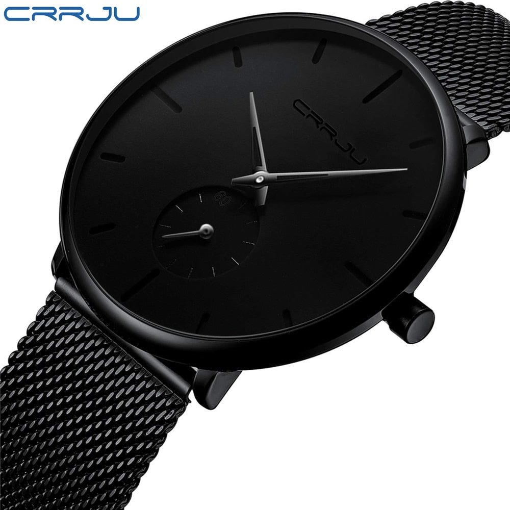 Ultra Thin Creative Black Stainless Steel Quartz Watches