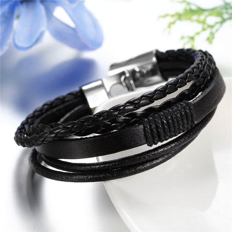 Punk Leather Bracelets For Men