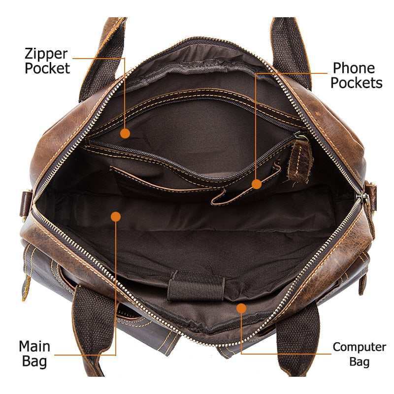 WESTAL Genuine Leather Briefcases Laptop Bag