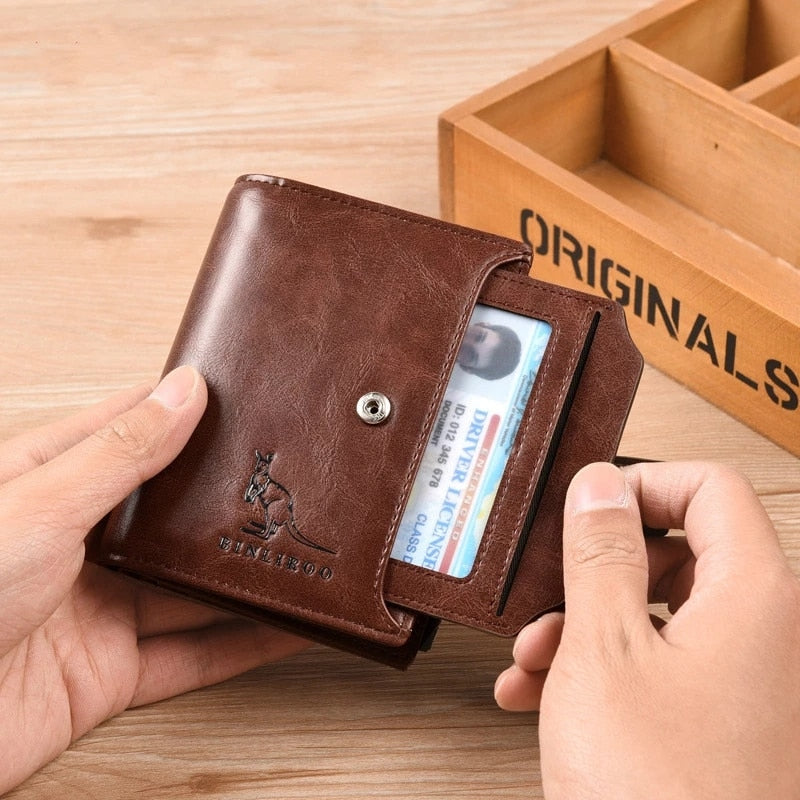 BINLIROO Mens Leather Wallet