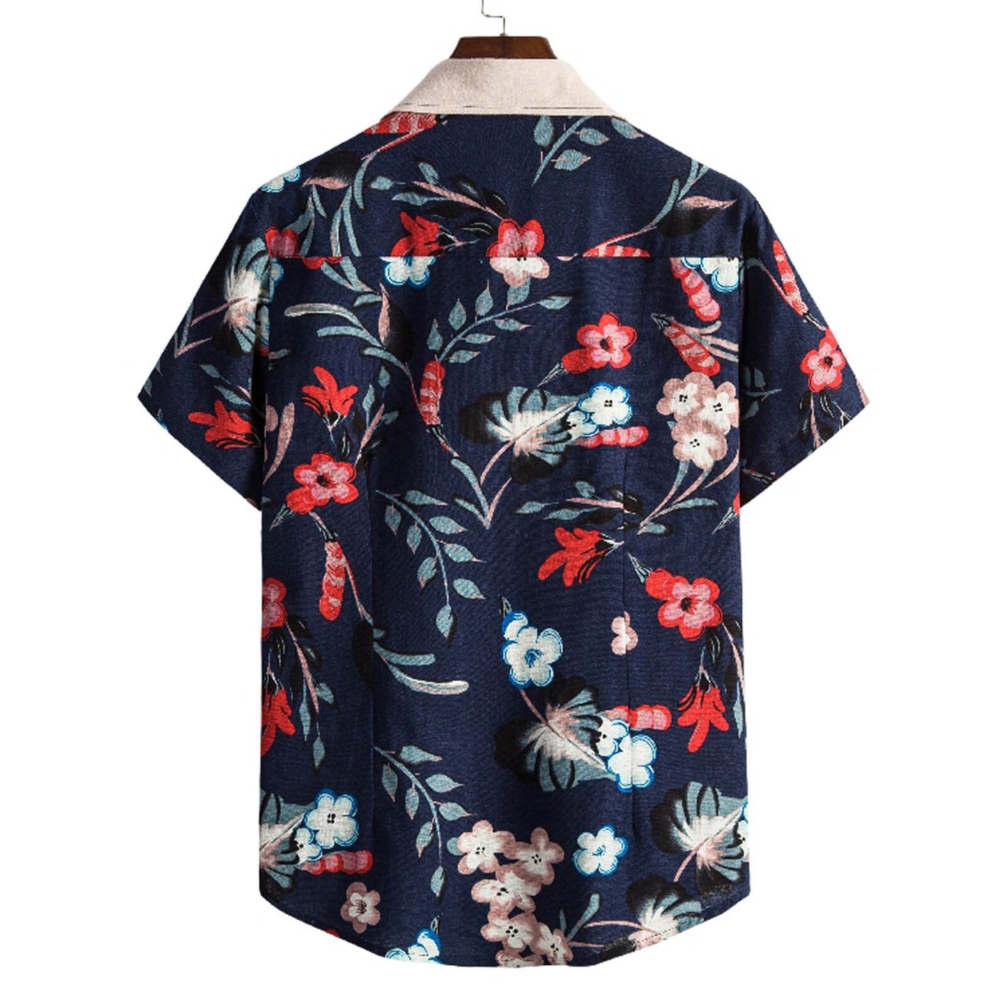 Linen Print Button Down Mens Shirt