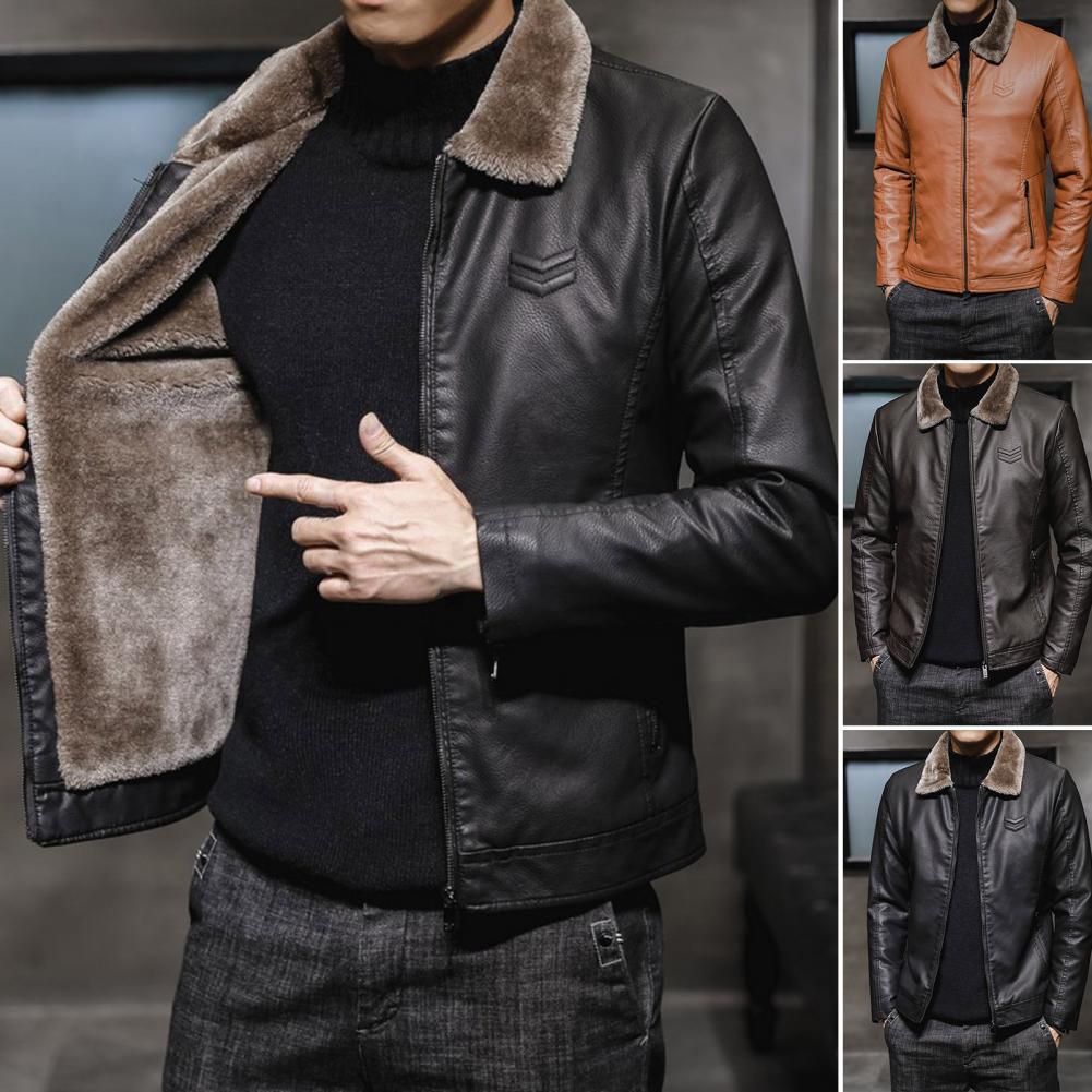 Windproof Men's Leather Jacket Autumn