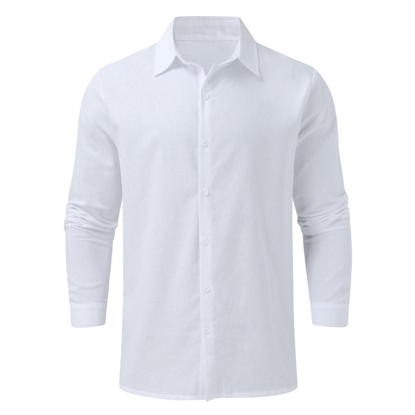 Male Cotton Linen Solid Shirt