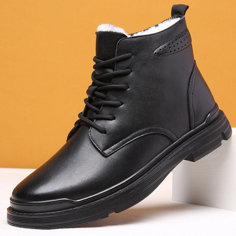 Mens Genuine Leather Warm Boots