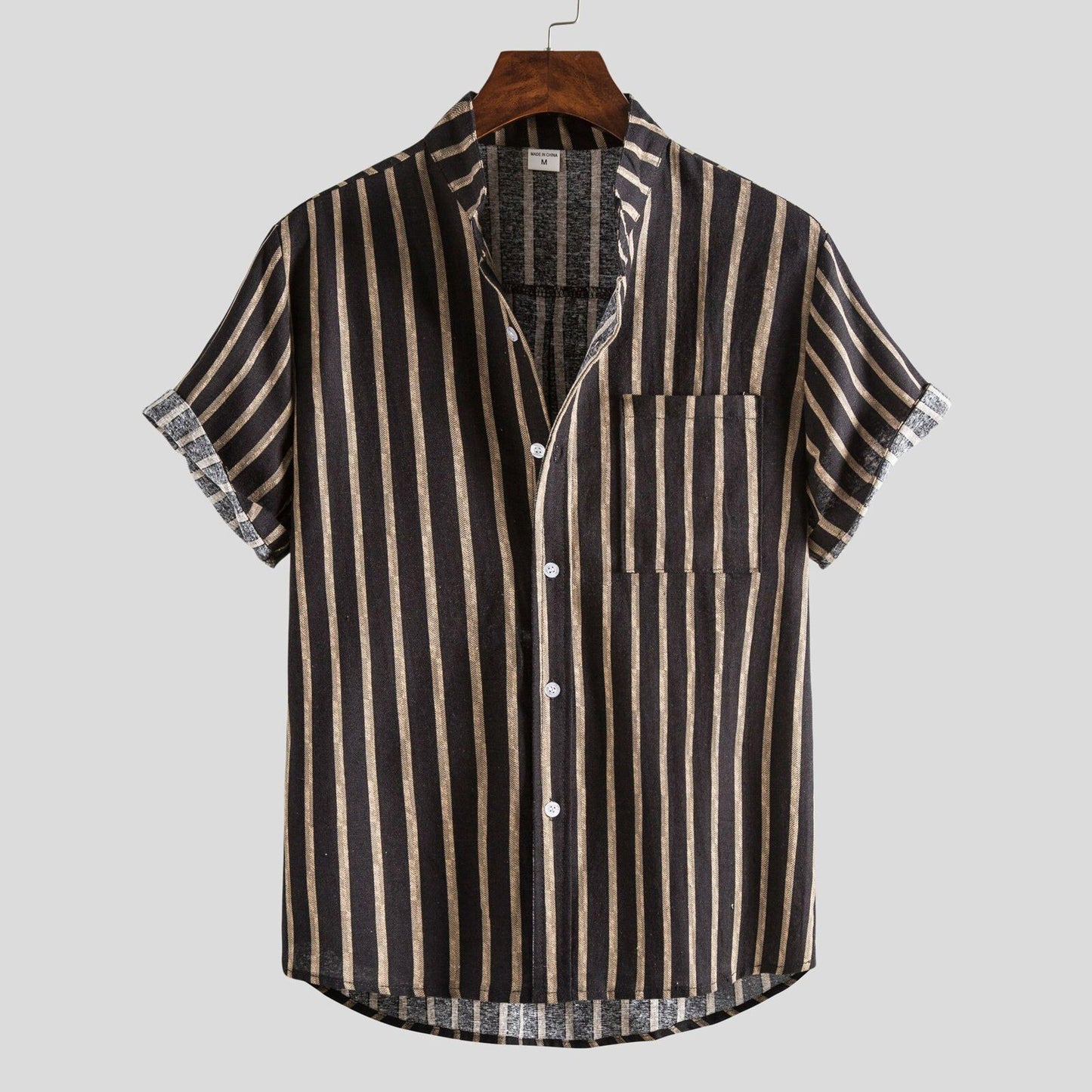 Linen Printed Summer Striped Cotton Shirt