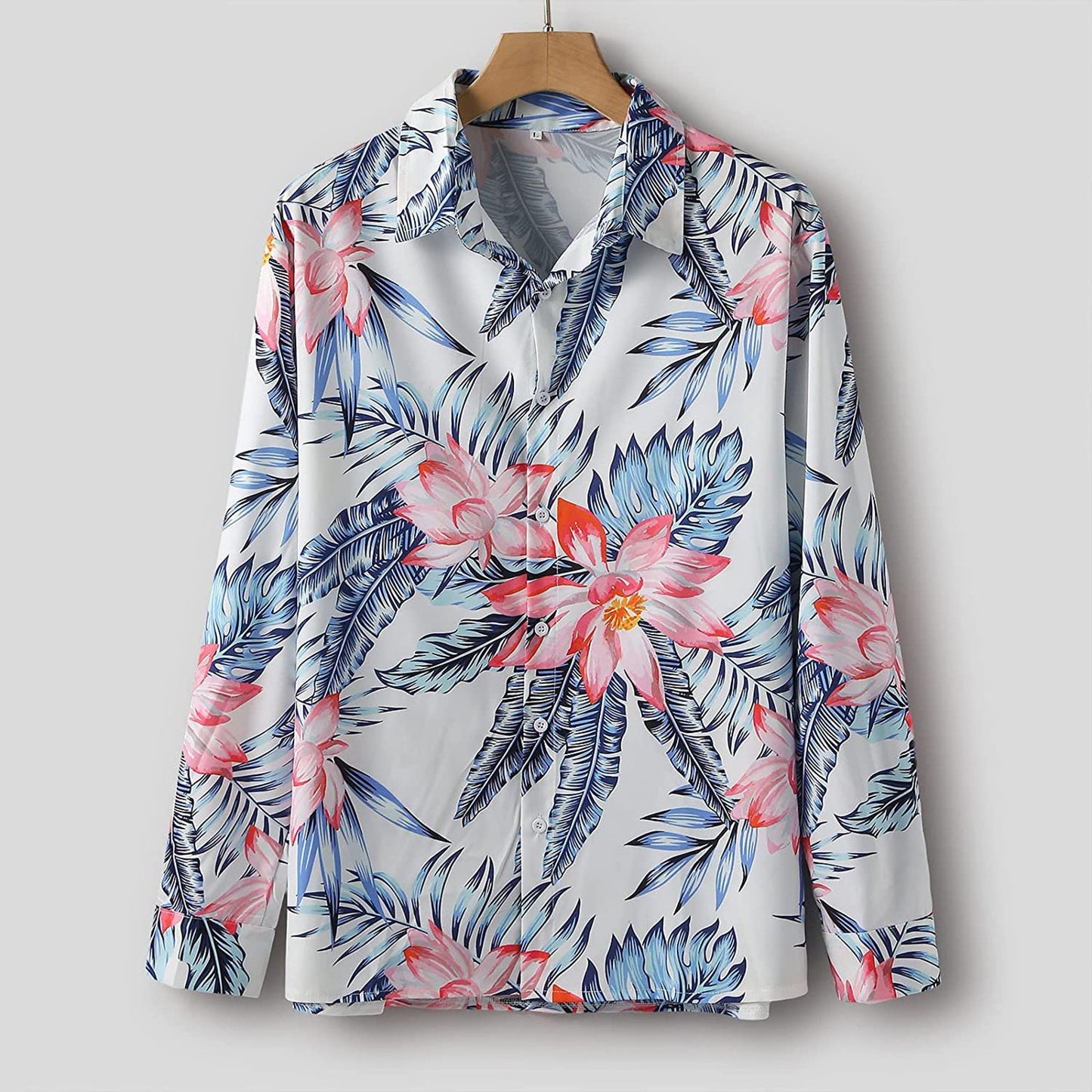 Mens Stand Collar Print Short Sleeve Shirt