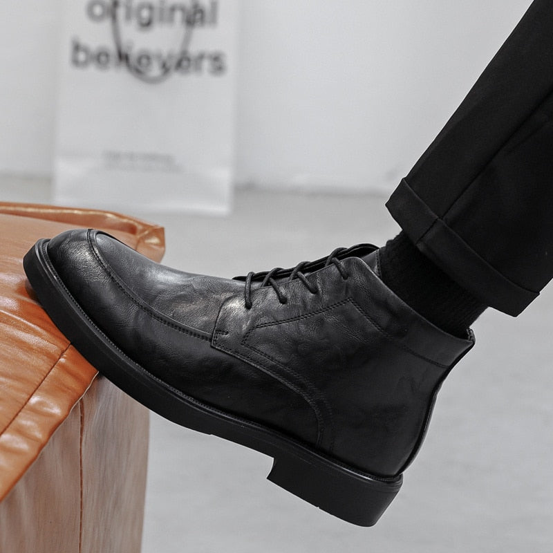 100% Genuine Leather Men Ankle Boots