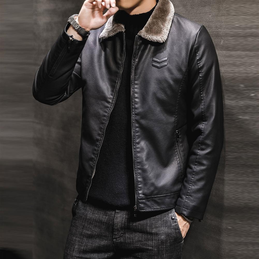 Windproof Men's Leather Jacket Autumn