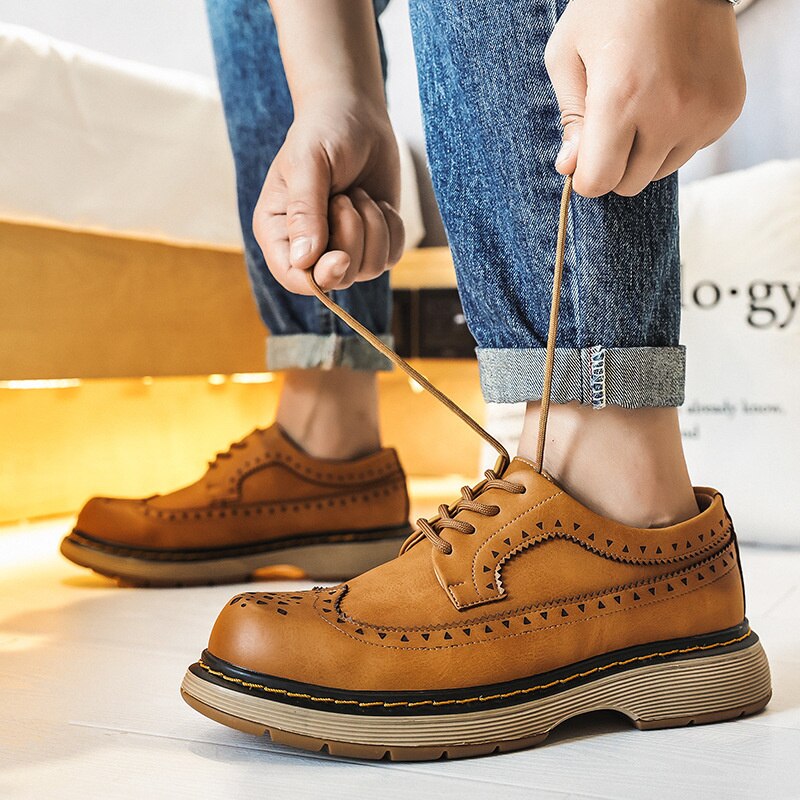 Men's Cow Leather Lace Up Loafers