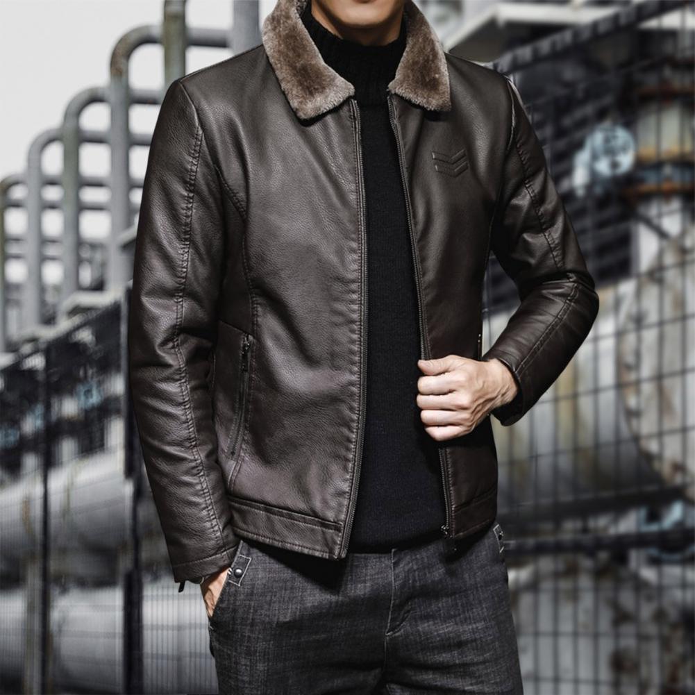 Windproof Men's Leather Jacket Autumn