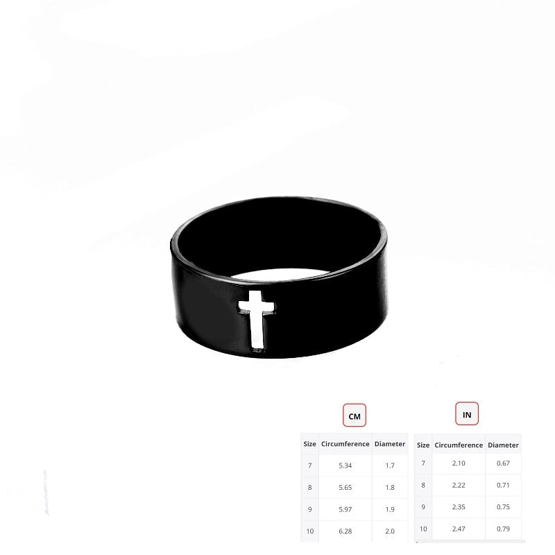 Stainless Steel Solid Color Cross Ring