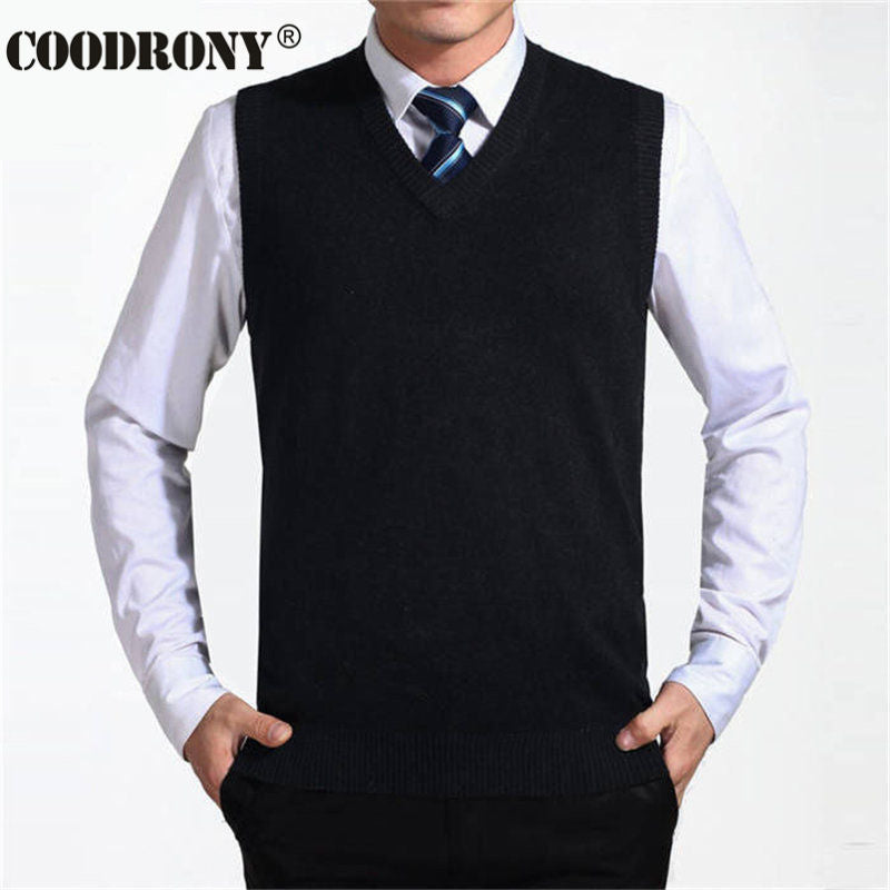 COODRONY Mens Solid Color Sweater Vest