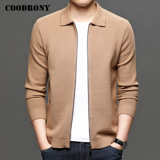 COODRONY Cardigan Mens Fashion Sweater Coat