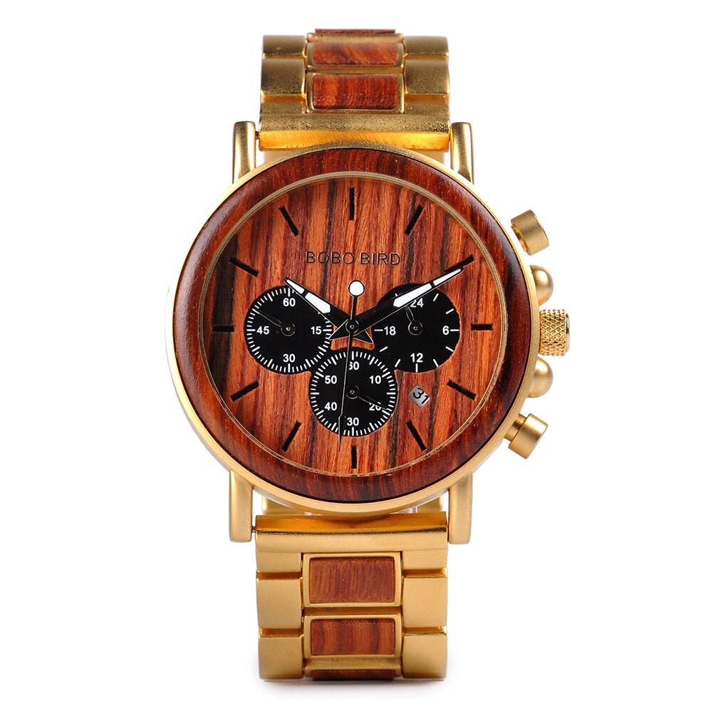 BOBO BIRD Wooden Stainless Steel Watch