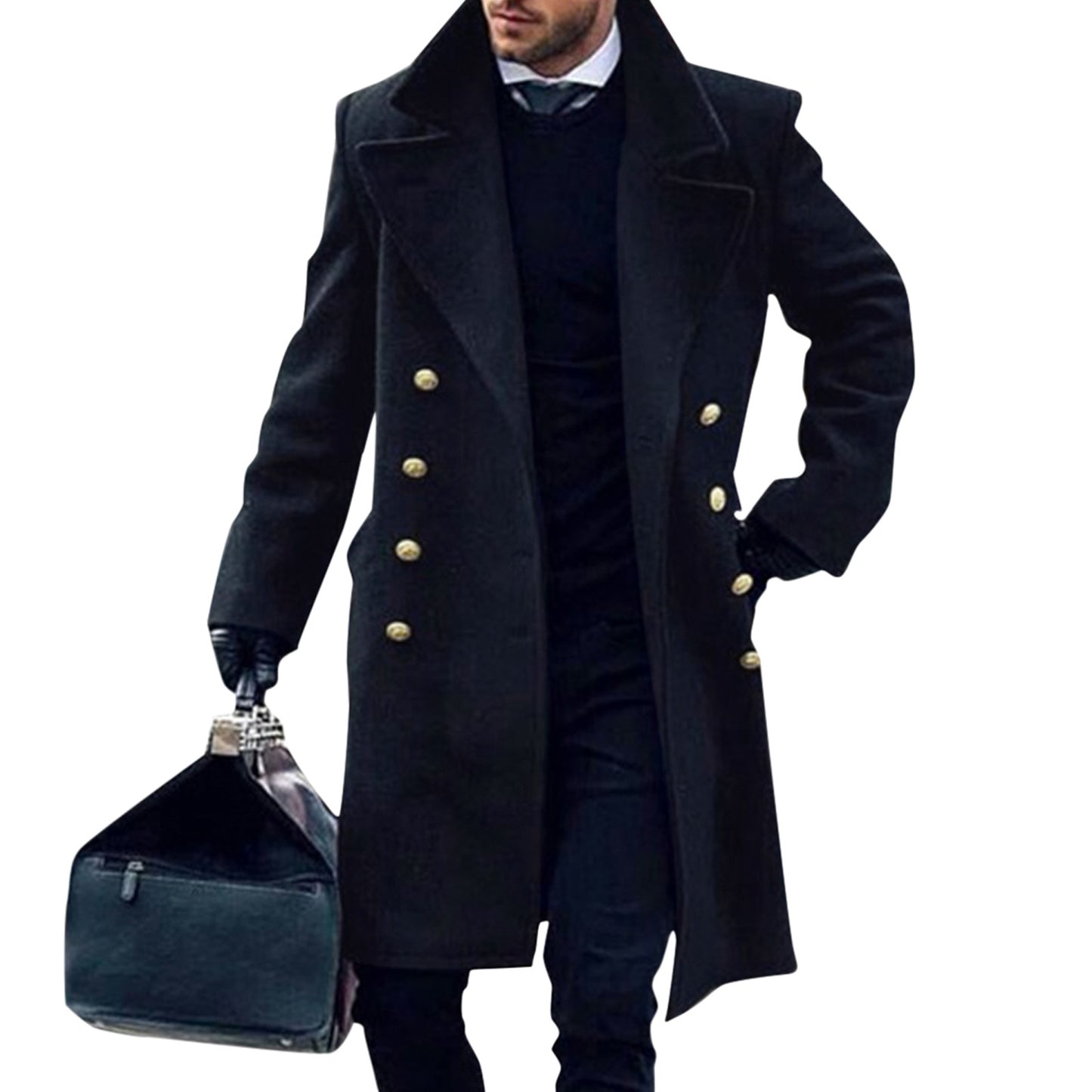 Men Wool Casual Business Trench Coat