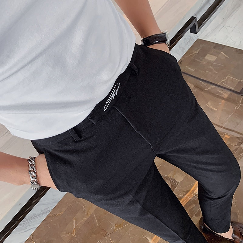 Embroidered Mens Korean style pants