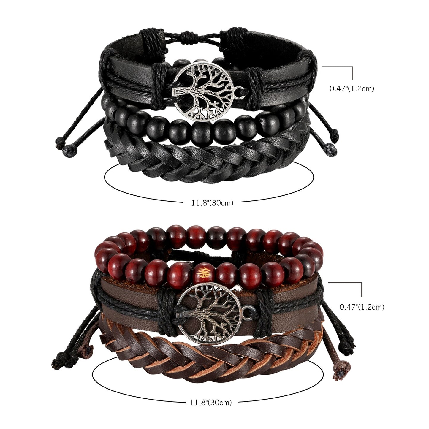 Vintage Braided Wrap Leather Bracelets for Men