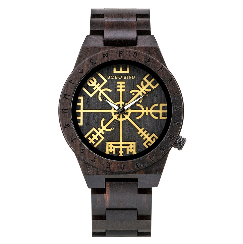 BOBO BIRD Men's Luxury Retro Ebony Wristwatch