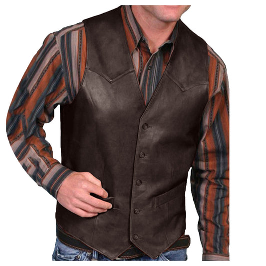 Mens Vest Retro V-Neck Solid Shirt