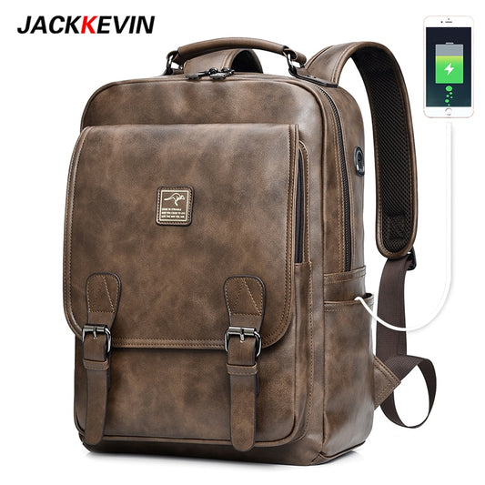JACKKELVIN Retro Leather Backpack