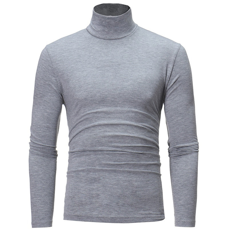 Mens Slim Elastic Thin Pullover Turtleneck