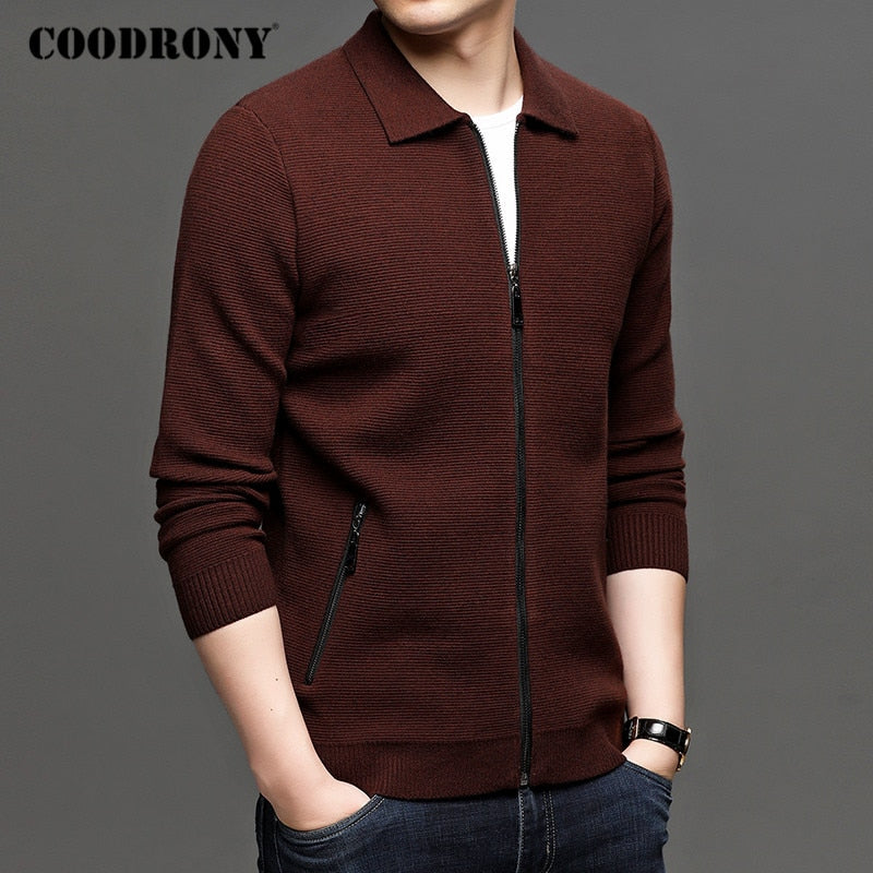 COODRONY Cardigan Mens Fashion Sweater Coat