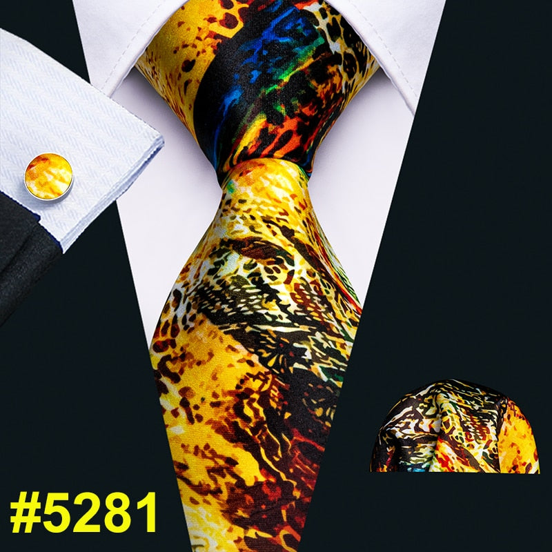 Men Tie Necktie Gravat Handkerchief Cufflinks Set