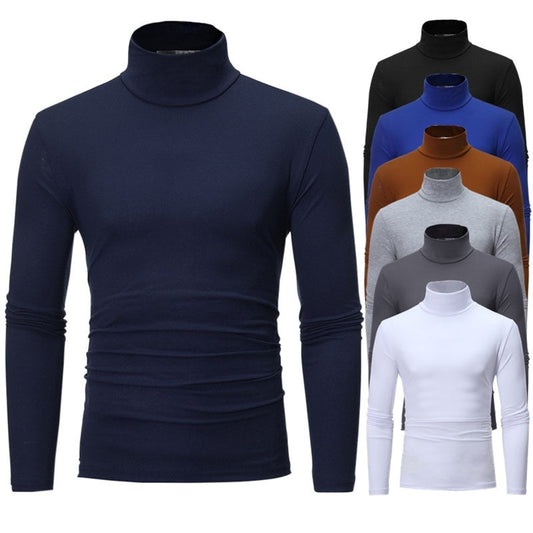 Mens Slim Elastic Thin Pullover Turtleneck