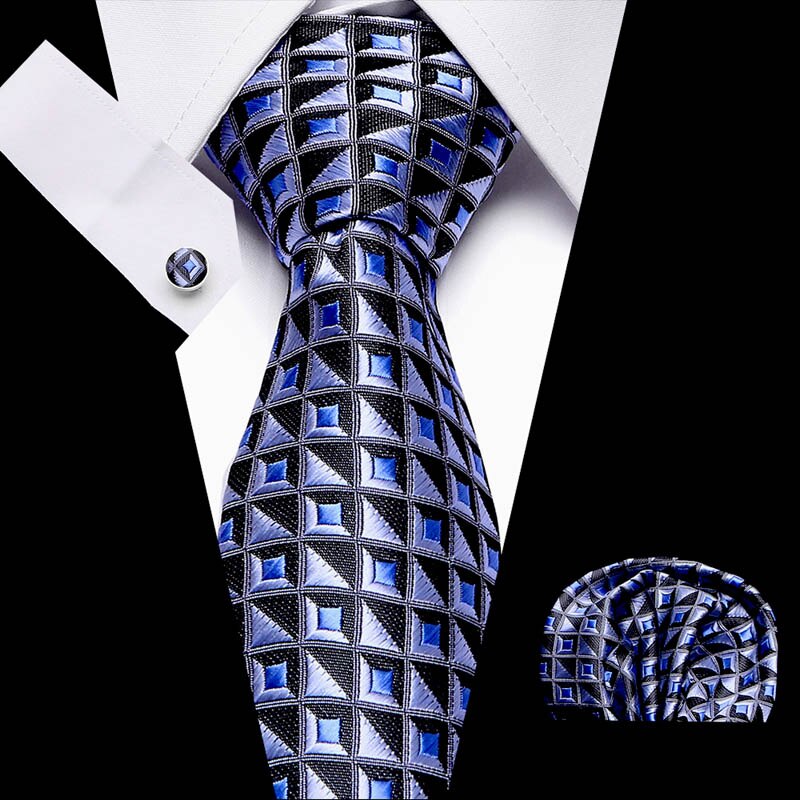 Mens Tie Handkerchief Cuffink Necktie Set