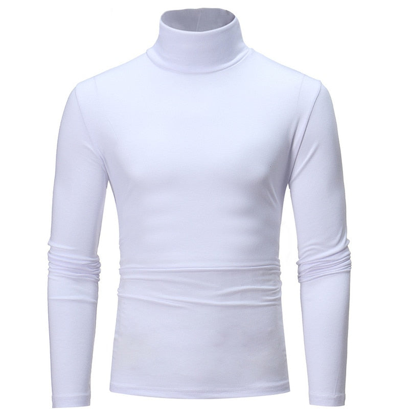 Mens Slim Elastic Thin Pullover Turtleneck