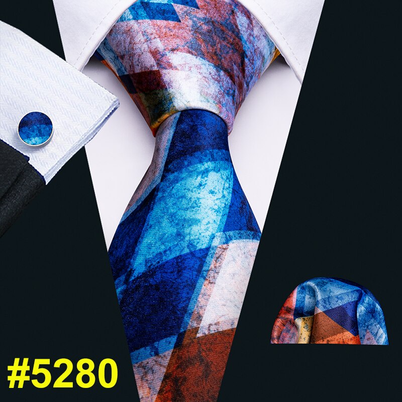 Men Tie Necktie Gravat Handkerchief Cufflinks Set