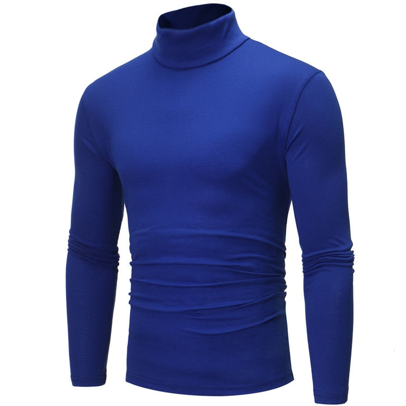 Mens Slim Elastic Thin Pullover Turtleneck