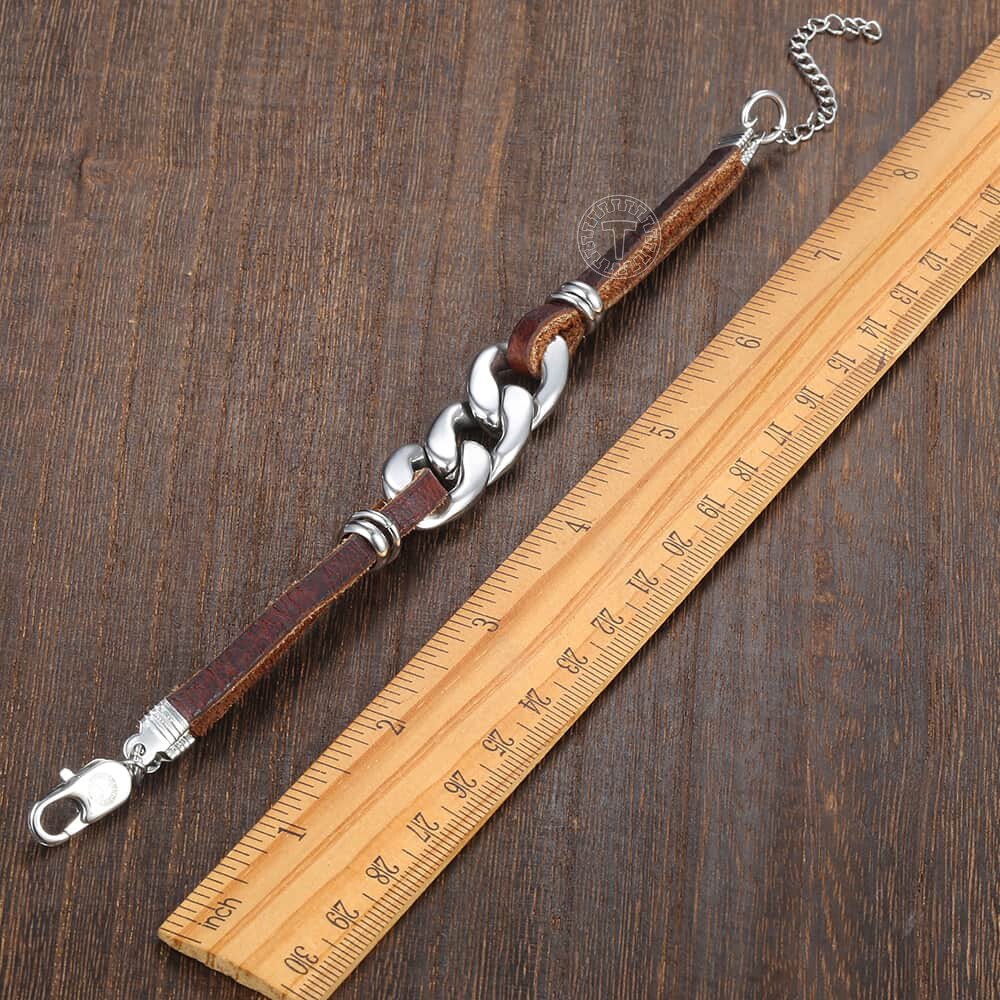 Genuine Leather Chain Bracelet For Men