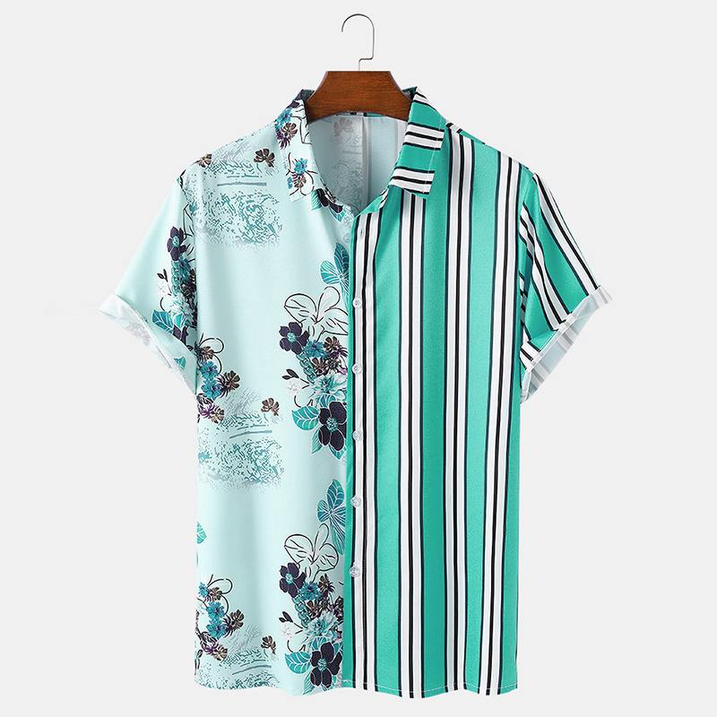 Men Casual Hawaiian Streetwear Short Sleeve Shirt