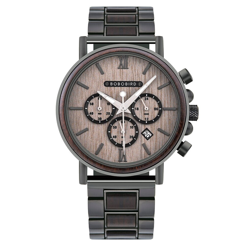 BOBO BIRD Wooden Stainless Steel Watch