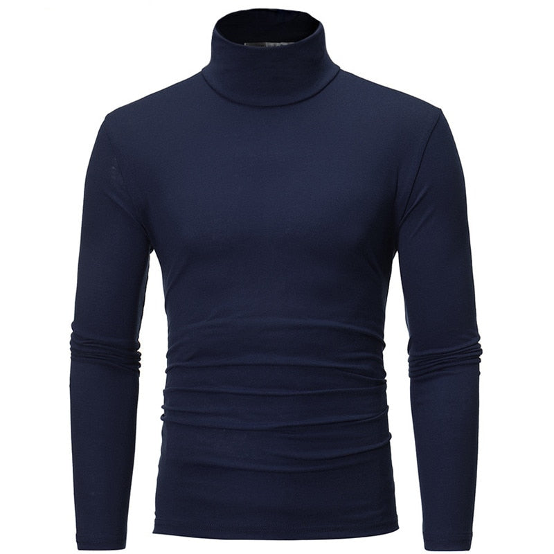 Mens Slim Elastic Thin Pullover Turtleneck