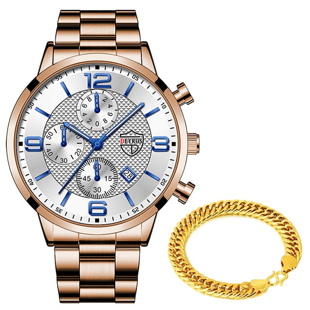 LUXURY Mens Gold Business Watch