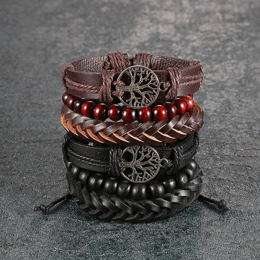 Vintage Braided Wrap Leather Bracelets for Men