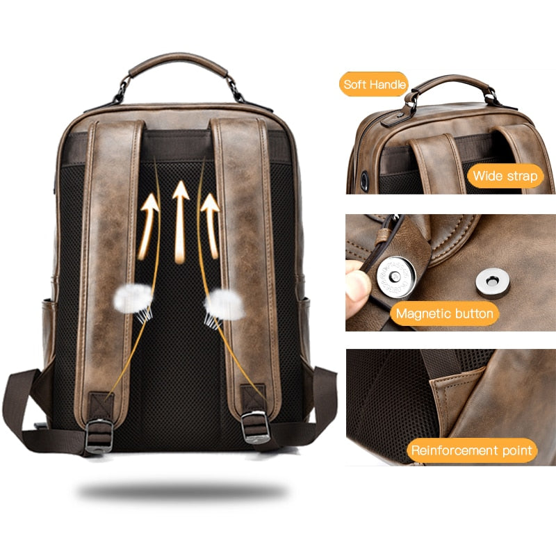 JACKKELVIN Retro Leather Backpack