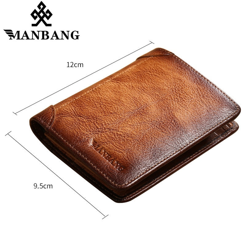 MANGANG Genuine Leather Men Wallet