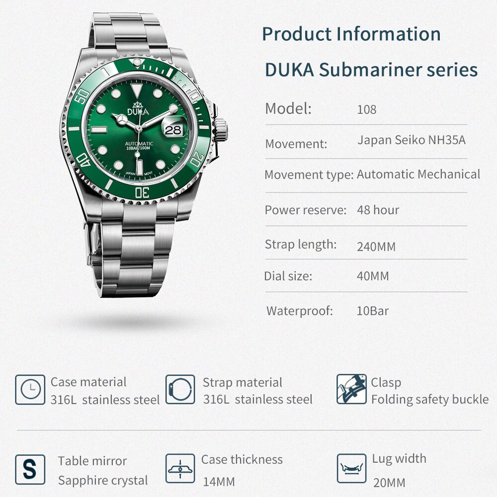 DUKA Luxury Automatic Mechanical Watch