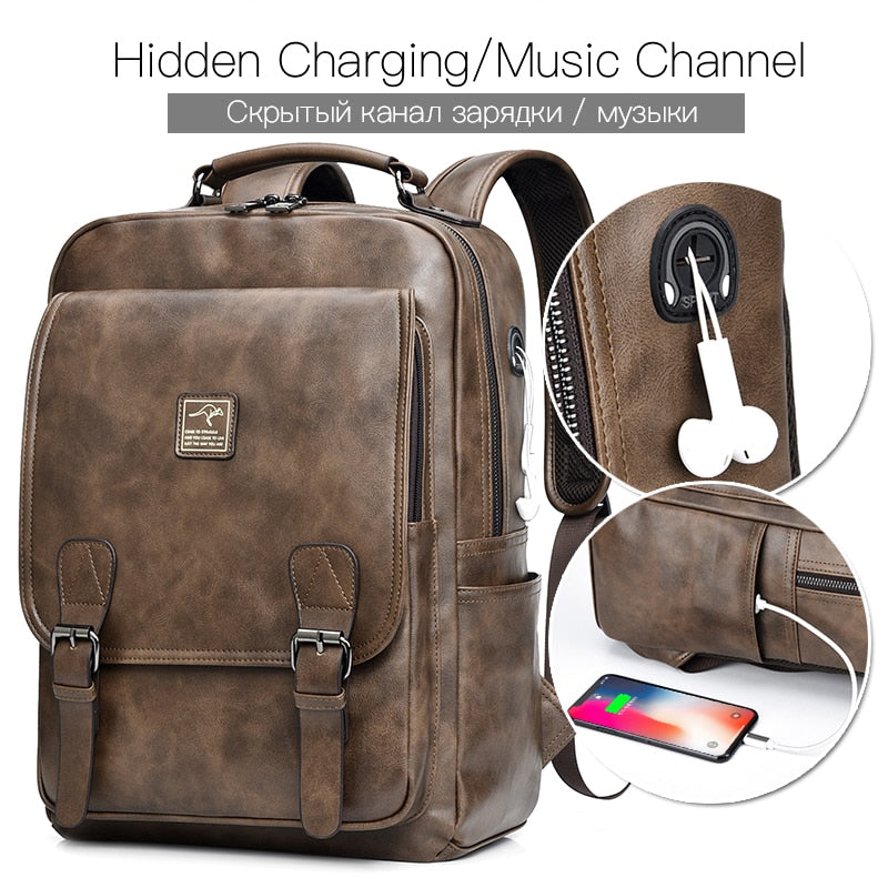 JACKKELVIN Retro Leather Backpack