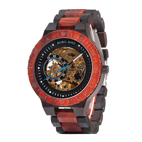 BOBO BIRD Wooden Mechanical Skelleton Watch