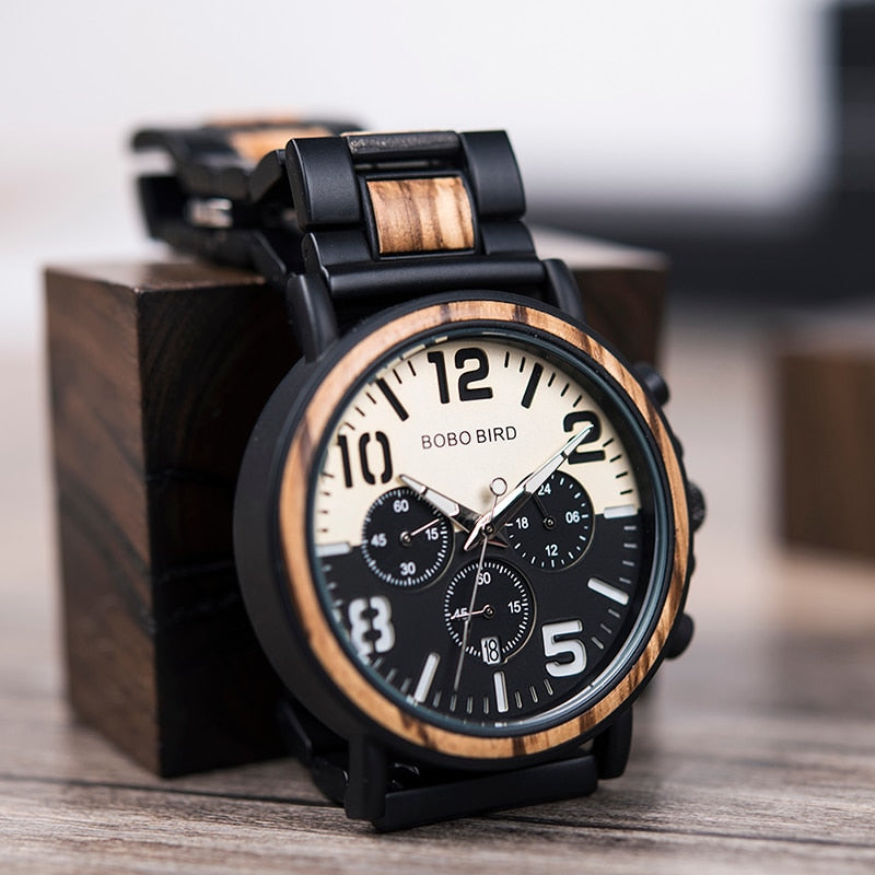 BOBO BIRD Wooden Stainless Steel Watch